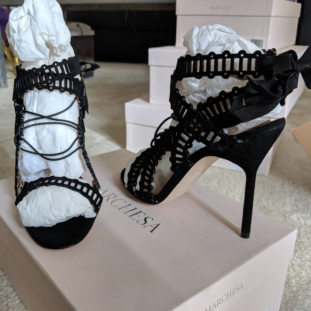 NIB Marchesa Stella Black Suede sz 36